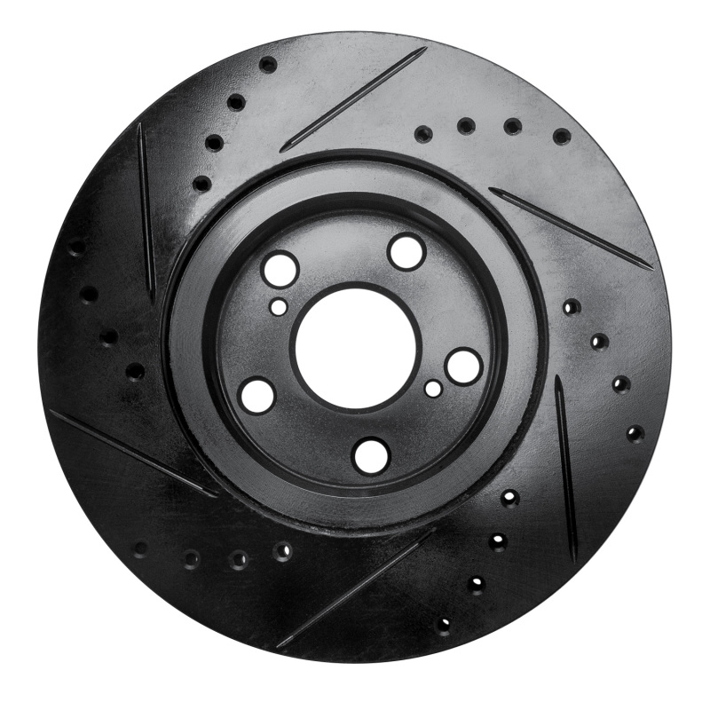 Toyota Corolla Brake Rotor (1) - Front Right - R1 Concepts - Drilled & Slotted - Black - `09-`15